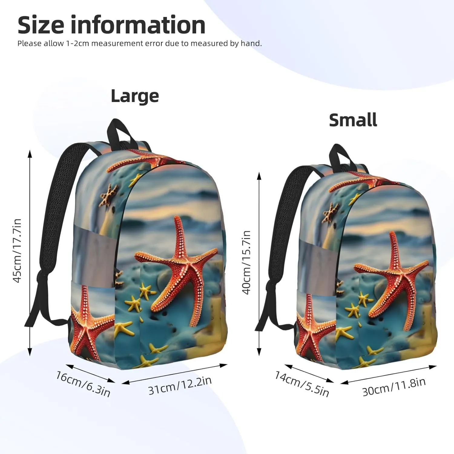 Colorful Starfish Canvas Casual Lightweight Duffel Bag, Fashion Duffel Bag, Casual Daypack, Unisex Travel Backpack
