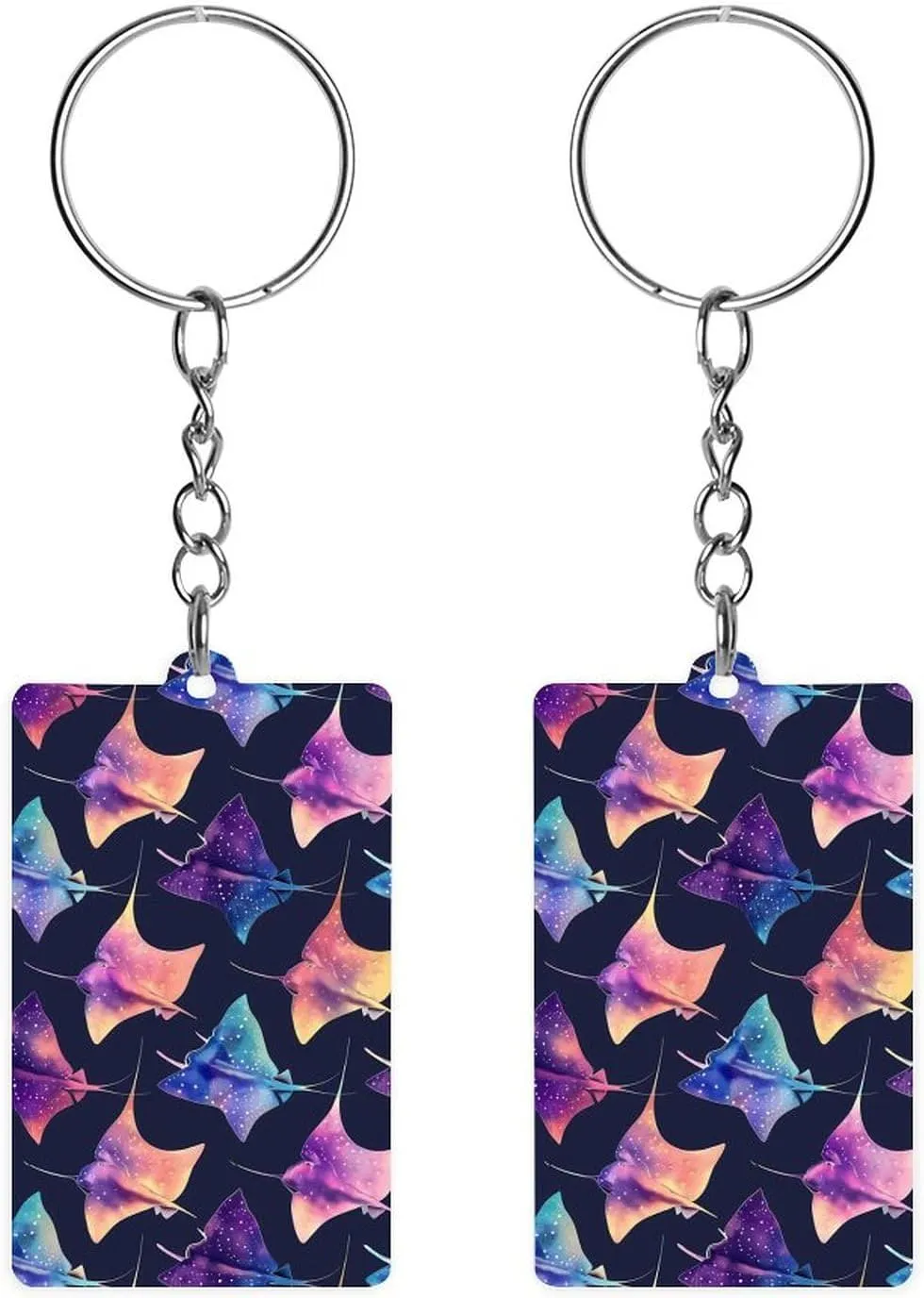 Colorful Stingray Funny Acrylic Keychain Small Rectangle Key Chain Purse Bag Accessories Gifts for Women Men