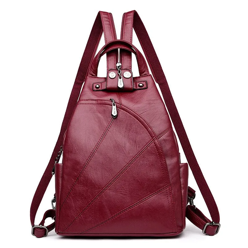 Compact Leather Travel Backpack