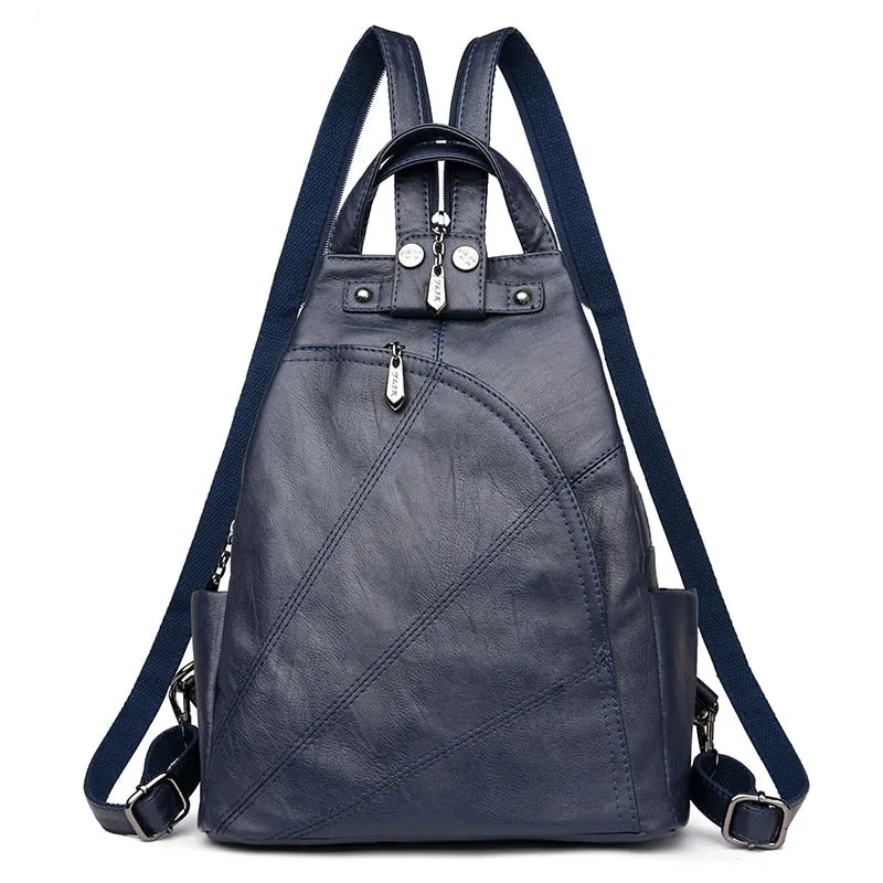 Compact Leather Travel Backpack