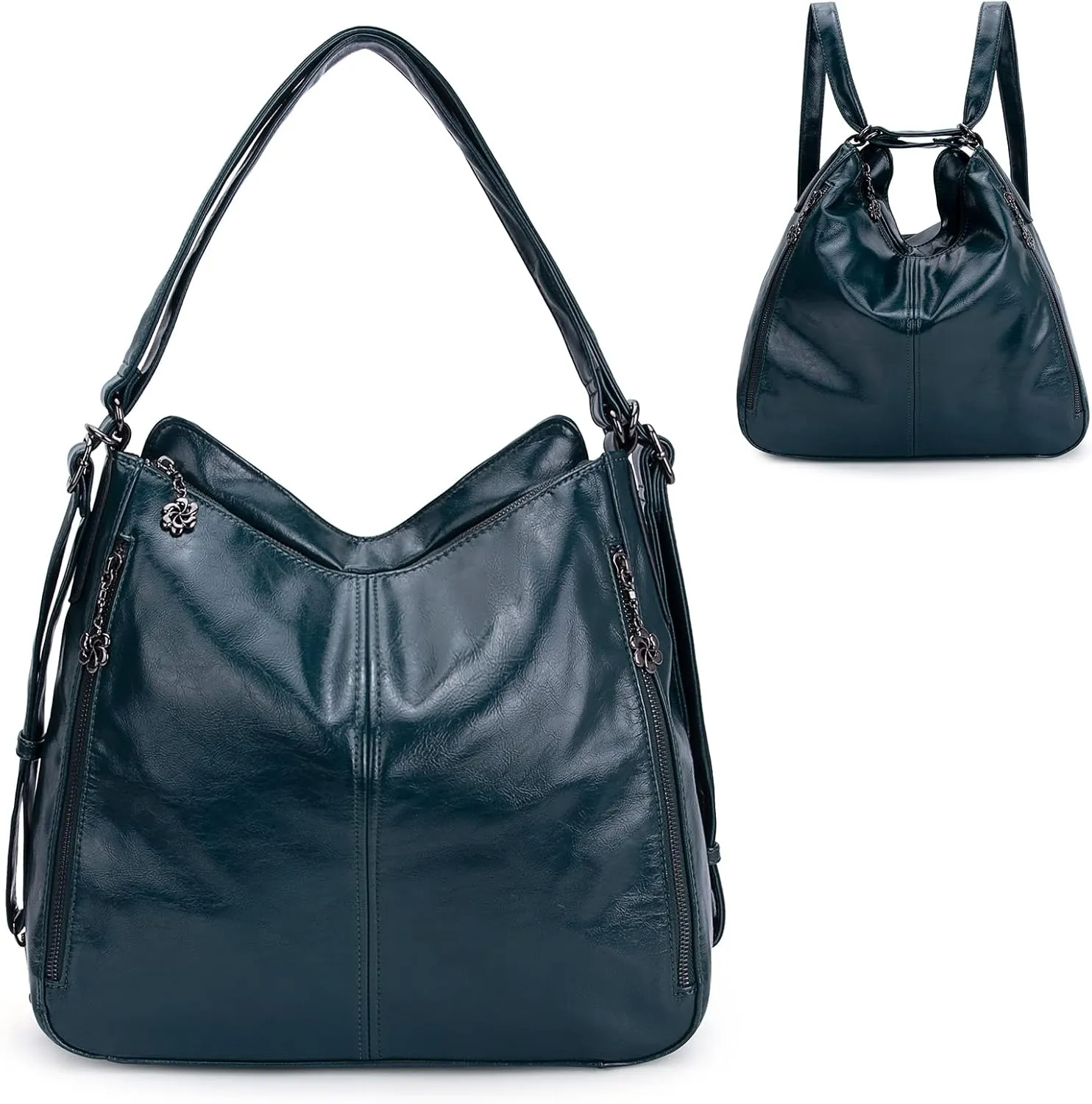 Convertible Backpack Purse For Women Handbag Hobo Tote Satchel Shoulder Bag - Smooth Dark Purple