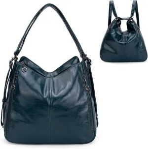 Convertible Backpack Purse For Women Handbag Hobo Tote Satchel Shoulder Bag - Smooth Dark Purple