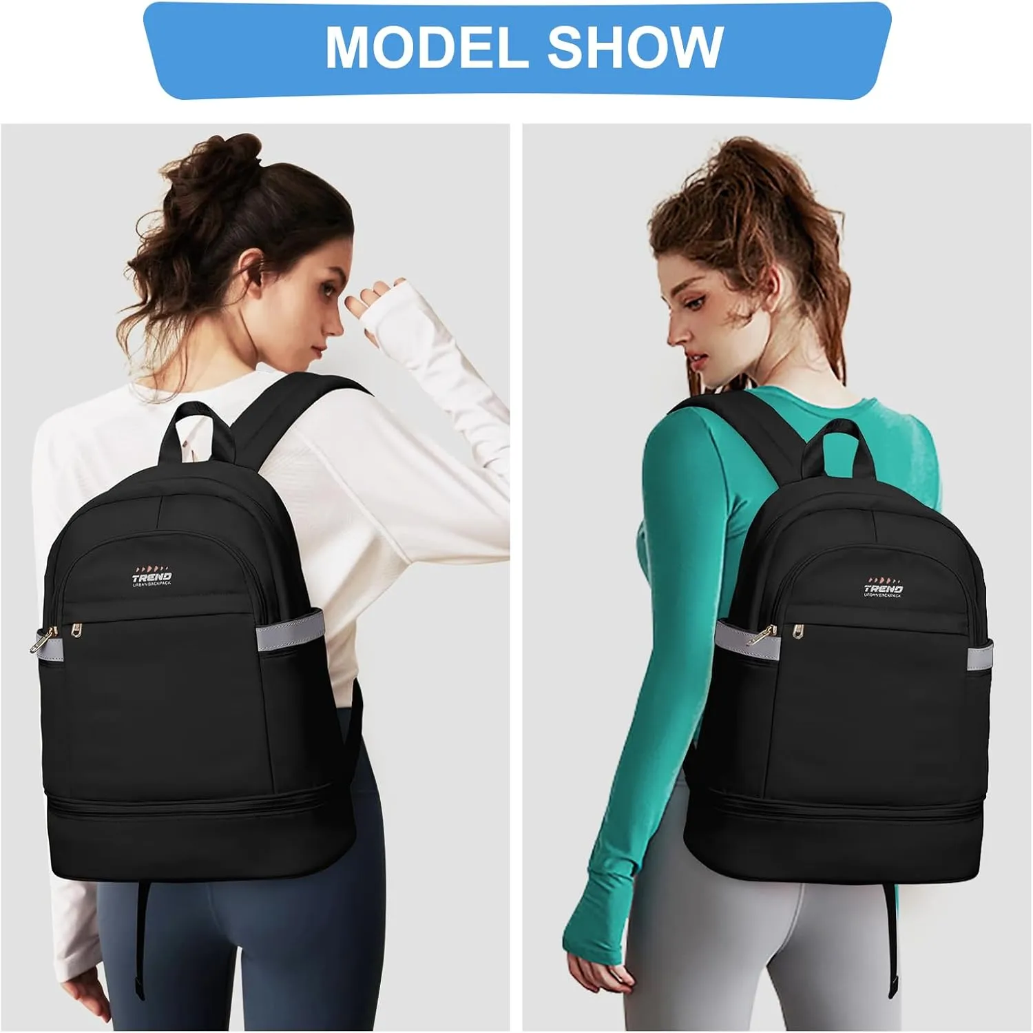 coofay Black Gym Backpack For Women Men Travel Backpack With Shoe Compartment Waterproof Sports Bag Gym Bag Dance Backpacks For Dancers