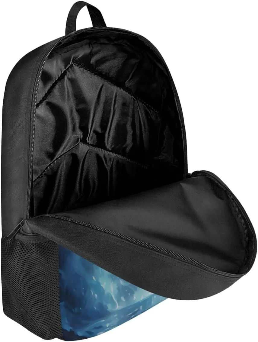 Cool Fire Ice Wolf Printed School Backpacks for Boys Girls Casual Lightweight Daypack Bookbag Travel Knapsack,Ice Fire Wolf