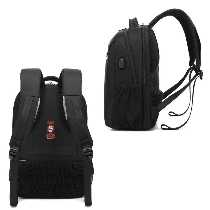CoolBELL Unisex Nylon 15.6" Laptop Backpack with USB Charging | 24L Capacity | Black