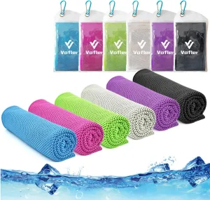 Cooling Towel,Vofler [6 Pack] Cool Towels Microfiber Chilly Ice Cold Head Band Bandana Neck Wrap (40"x 12") for Athlete Men Women Youth Kids Dogs Yoga Outdoor Golf Running Hiking Sports Camping Travel