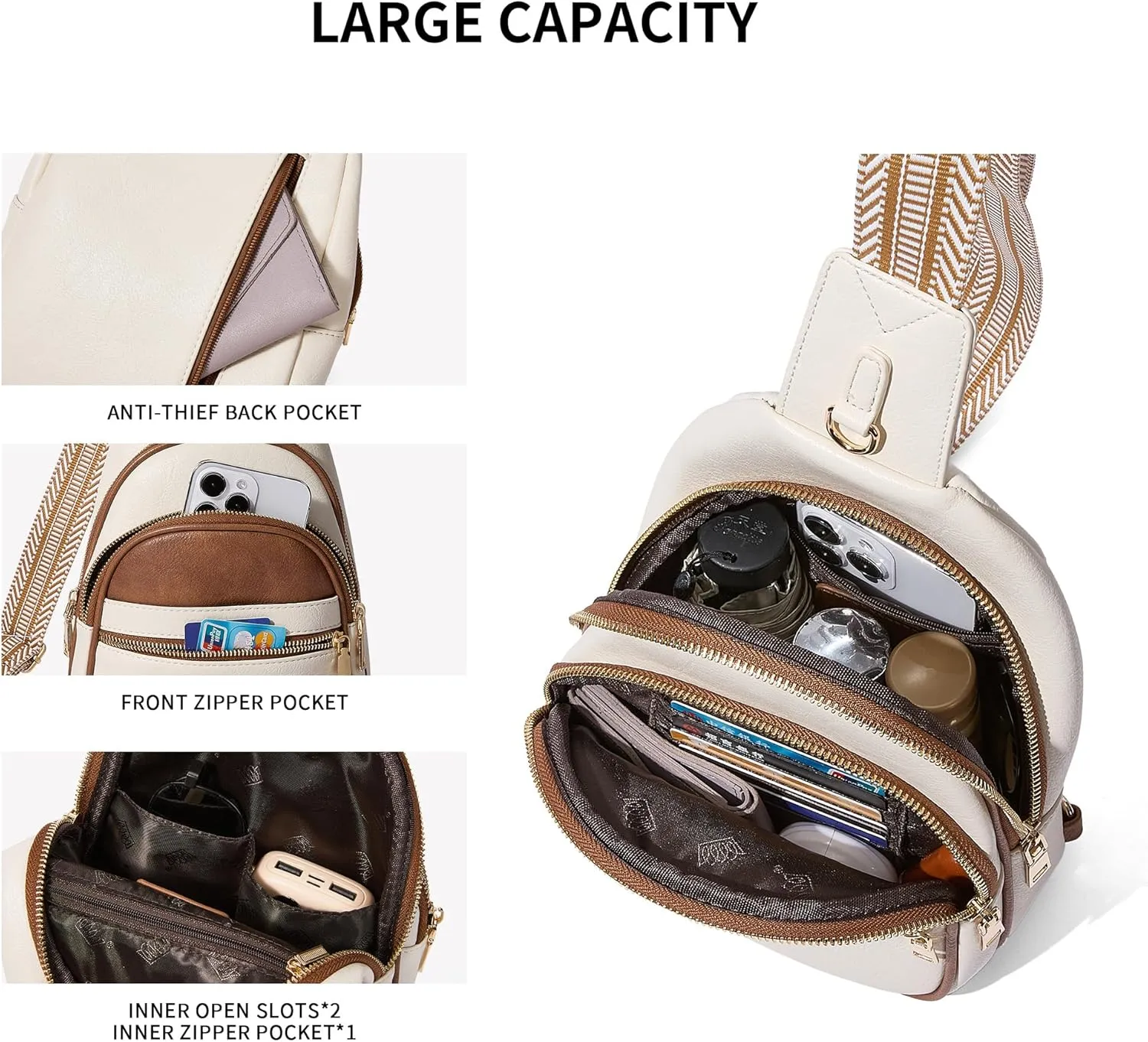 CORALDAISY Crossbody Bags for Women Fanny Pack Sling Bag Crossbody Purse Travel Purses for Women