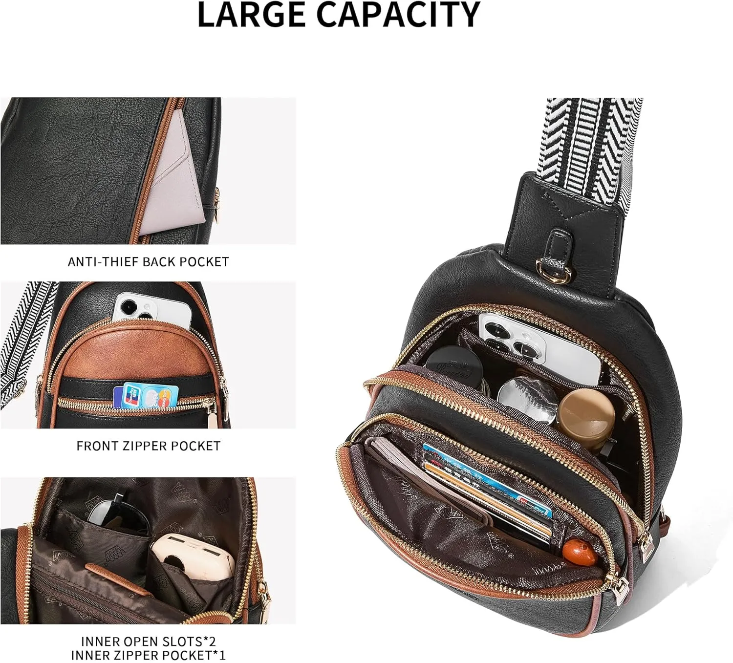 CORALDAISY Crossbody Bags for Women Fanny Pack Sling Bag Crossbody Purse Travel Purses for Women