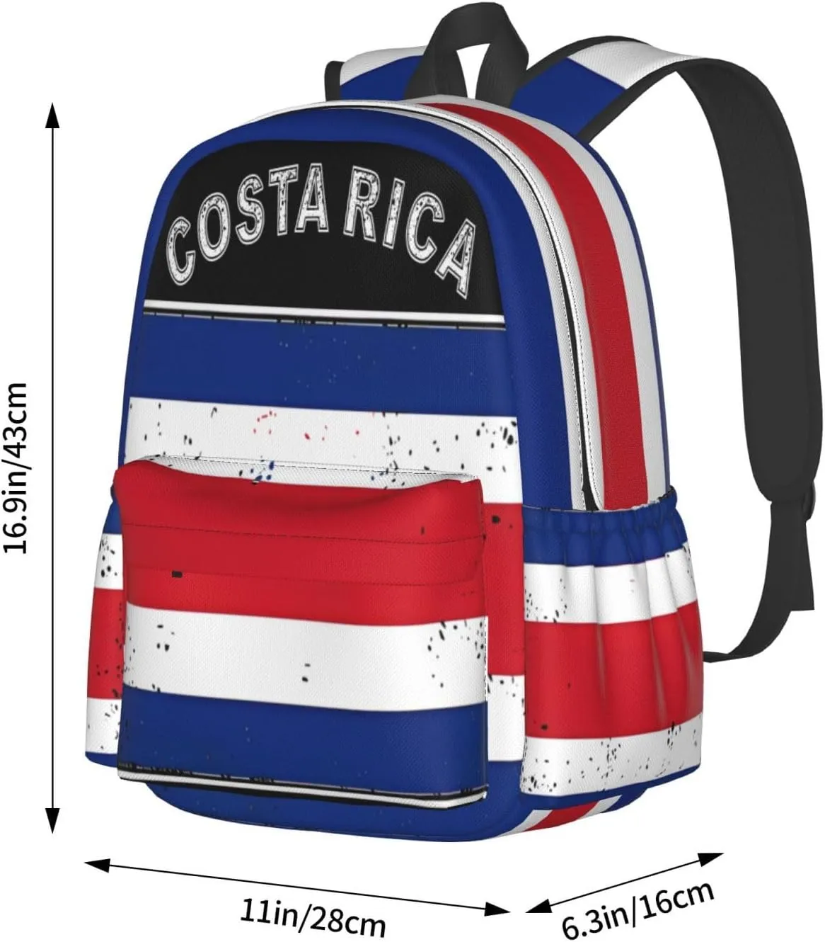 Costa Rican Flag Large Travel Backpack Casual Backpacks Laptop Daypack Working Rucksack Lightweight Back Pack Sports Bag with Adjustable Shoulder Strap