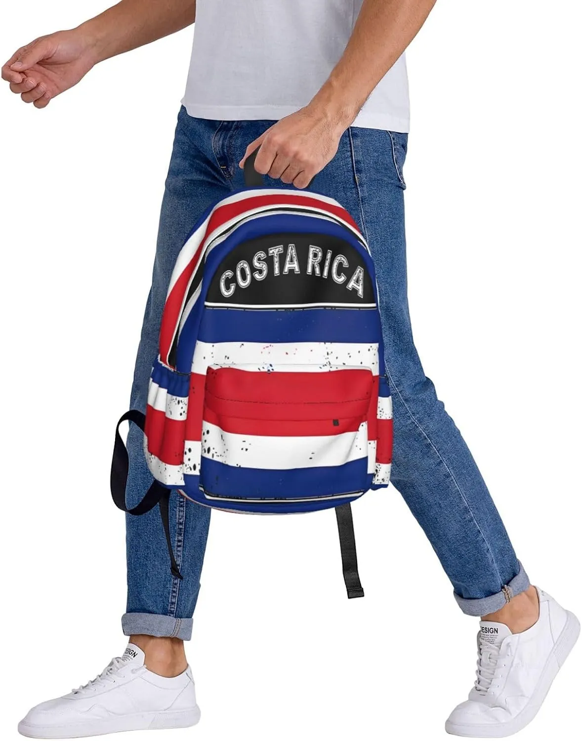 Costa Rican Flag Large Travel Backpack Casual Backpacks Laptop Daypack Working Rucksack Lightweight Back Pack Sports Bag with Adjustable Shoulder Strap
