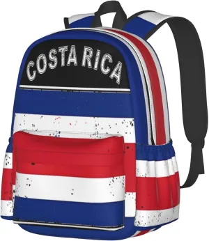 Costa Rican Flag Large Travel Backpack Casual Backpacks Laptop Daypack Working Rucksack Lightweight Back Pack Sports Bag with Adjustable Shoulder Strap