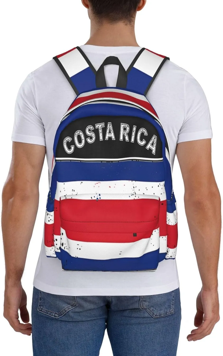 Costa Rican Flag Large Travel Backpack Casual Backpacks Laptop Daypack Working Rucksack Lightweight Back Pack Sports Bag with Adjustable Shoulder Strap