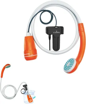 COSWE Portable Camping Shower, Outdoor Camp Pump with Rechargeable 4400mAH Battery and 130LM Led Lighting Device for Camping Hiking Outdoor Beach Garden