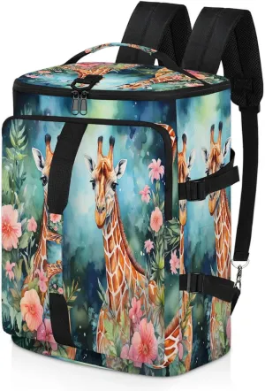 Couple Giraffes Gym Duffle Bag Backpack Waterproof Sports Bags with Shoe Compartment 48L Carry On Overnight Weekender Travel Luggage
