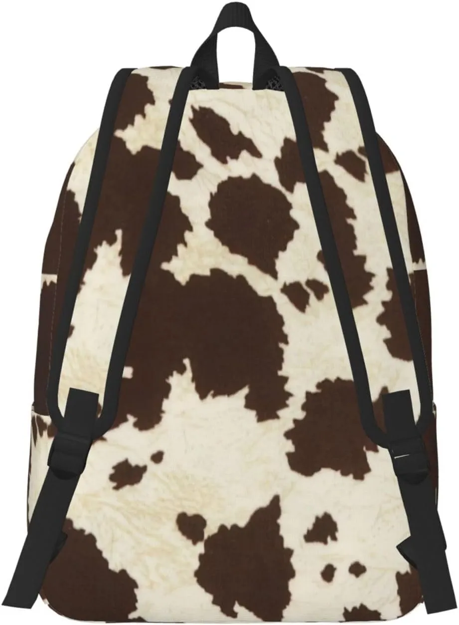 Cow Fur Print Canvas Casual Lightweight Duffel Bag, Fashion Duffel Bag, Casual Daypack, Unisex Travel Backpack