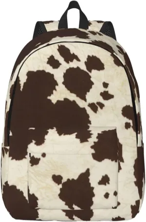 Cow Fur Print Canvas Casual Lightweight Duffel Bag, Fashion Duffel Bag, Casual Daypack, Unisex Travel Backpack
