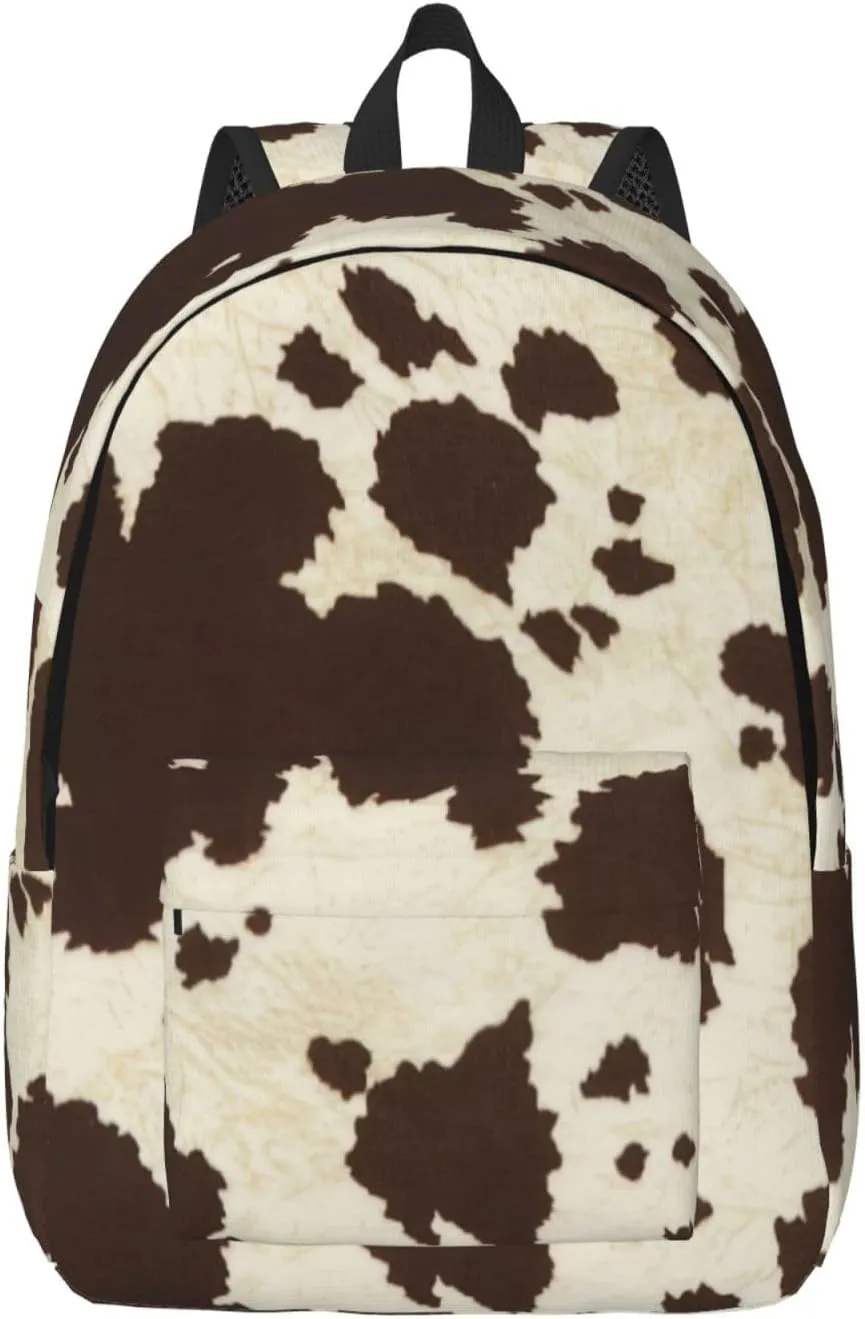 Cow Fur Print Canvas Casual Lightweight Duffel Bag, Fashion Duffel Bag, Casual Daypack, Unisex Travel Backpack