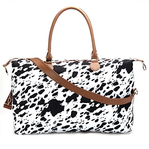 Cow Print Duffle Bag Weekender Bag For Women Travel Bag Overnight Weekend Bag Large Tote Shoulder Bag