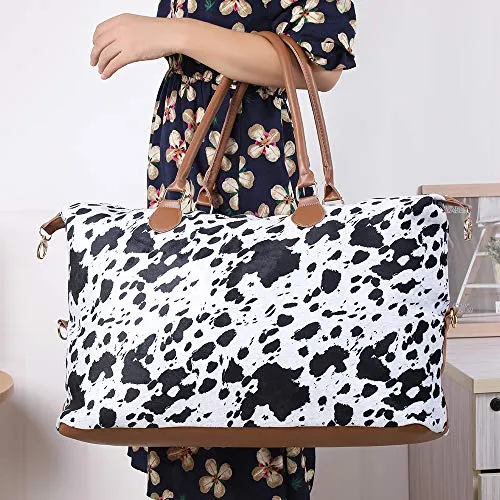 Cow Print Duffle Bag Weekender Bag For Women Travel Bag Overnight Weekend Bag Large Tote Shoulder Bag