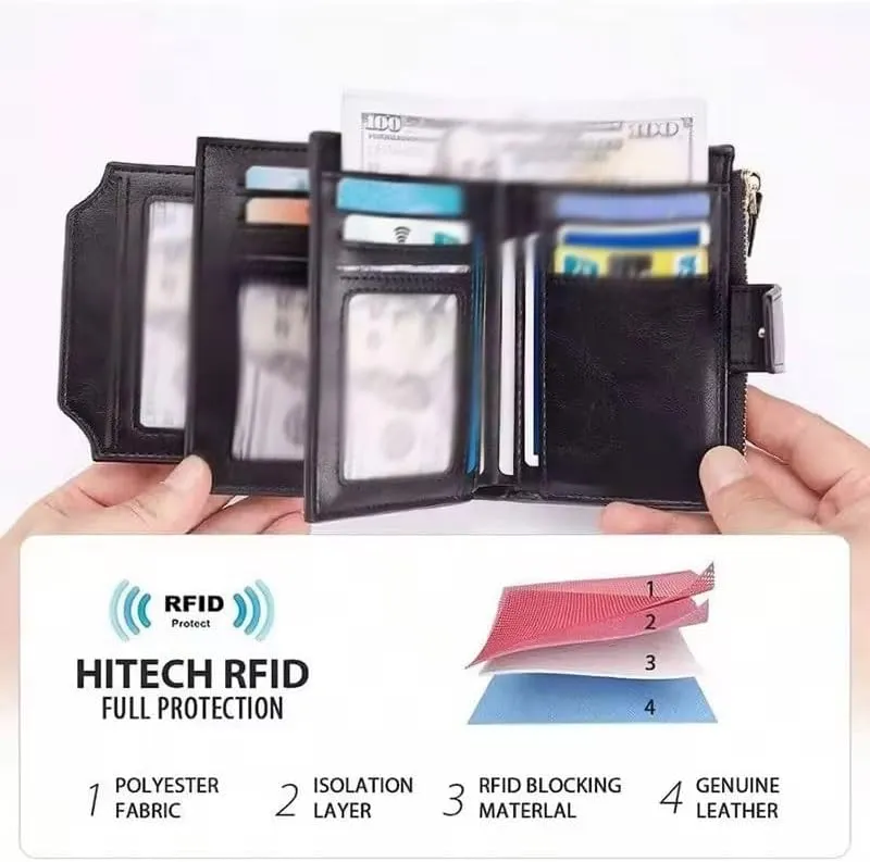 Credit Card Holder Wallet Purse RFID Blocking Men Leather Wallet Money Bag Wallet Best Gifts(E)