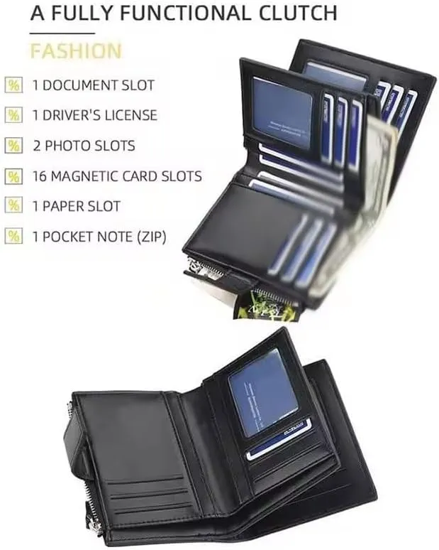 Credit Card Holder Wallet Purse RFID Blocking Men Leather Wallet Money Bag Wallet Best Gifts(E)
