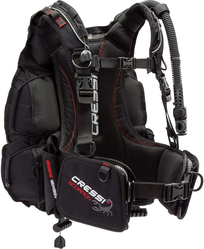 Cressi Scuba Diving Back-Inflation BCD - Comfortable as a Backpack - Vertical Weight Pocket System - High-Volume Pockets - Scorpion: designed in Italy