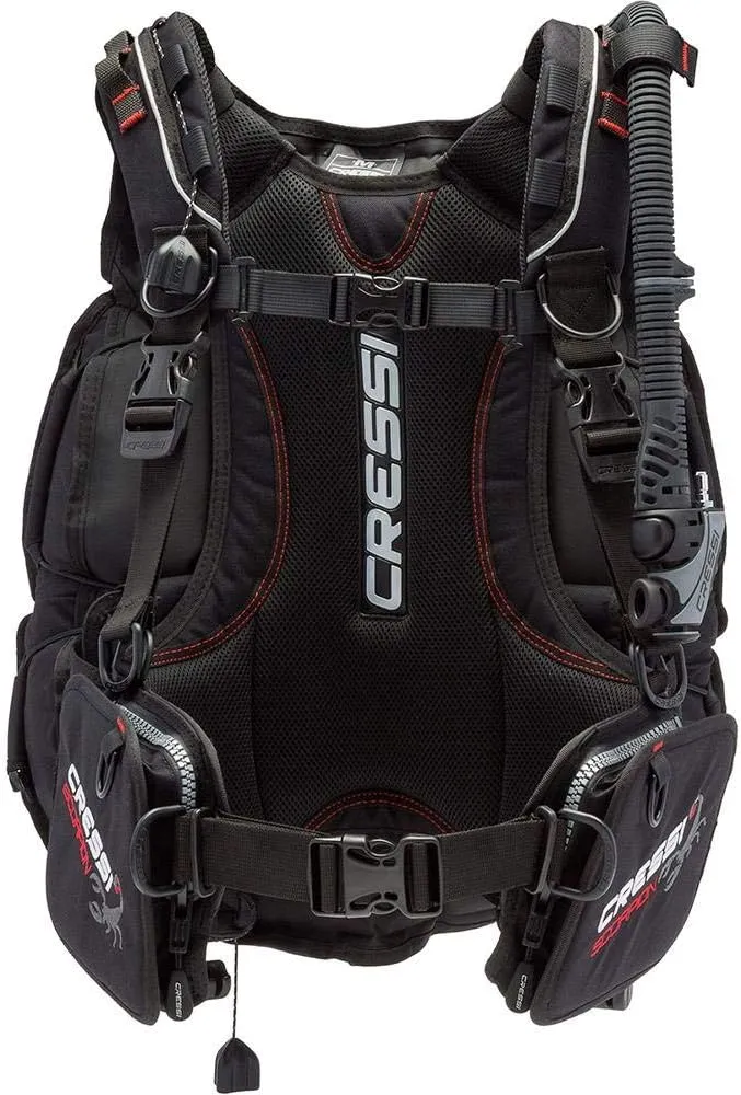 Cressi Scuba Diving Back-Inflation BCD - Comfortable as a Backpack - Vertical Weight Pocket System - High-Volume Pockets - Scorpion: designed in Italy