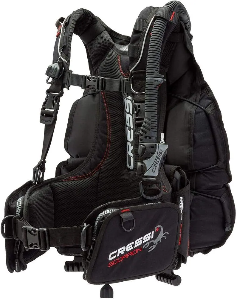 Cressi Scuba Diving Back-Inflation BCD - Comfortable as a Backpack - Vertical Weight Pocket System - High-Volume Pockets - Scorpion: designed in Italy