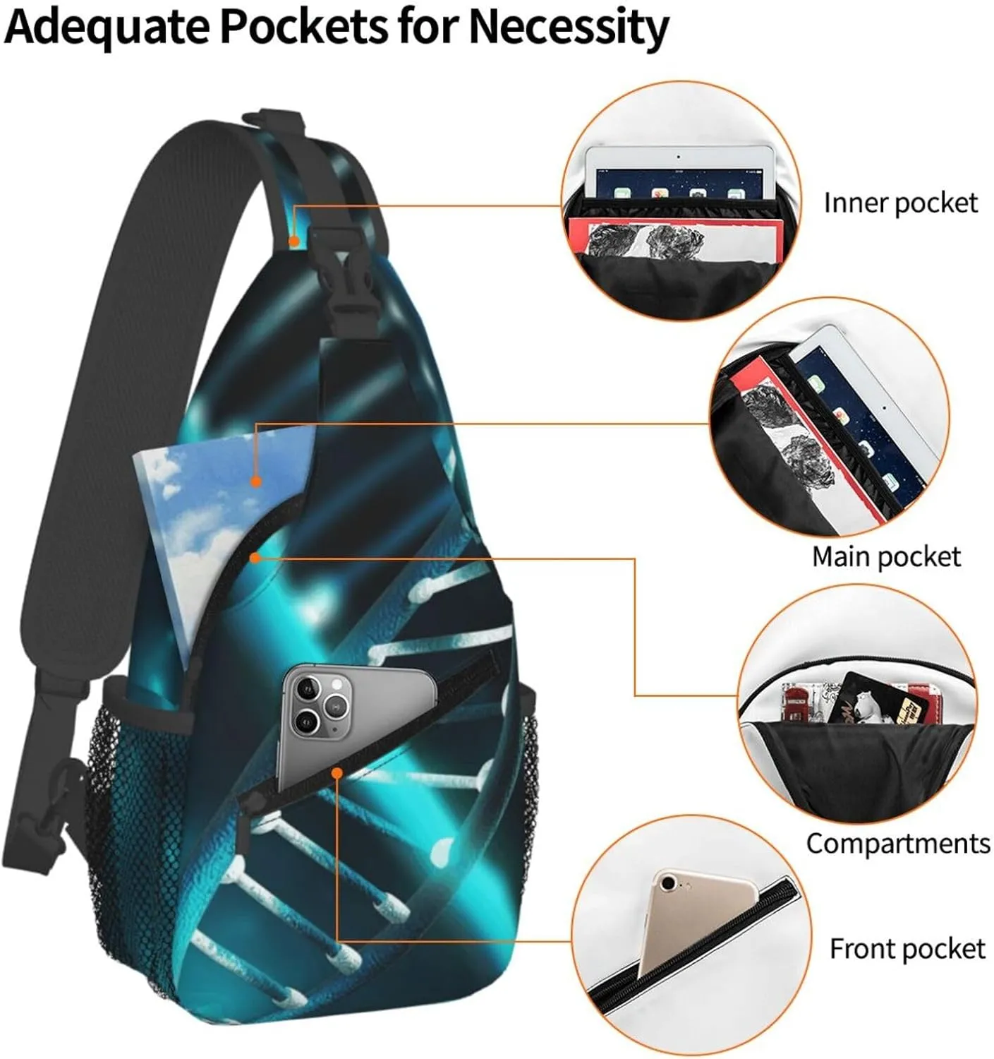 Cross Chest Bag Diagonally Sling Backpack Crossbody Shoulder Bag Seals on ice Sling Bag Travel Hiking Daypack