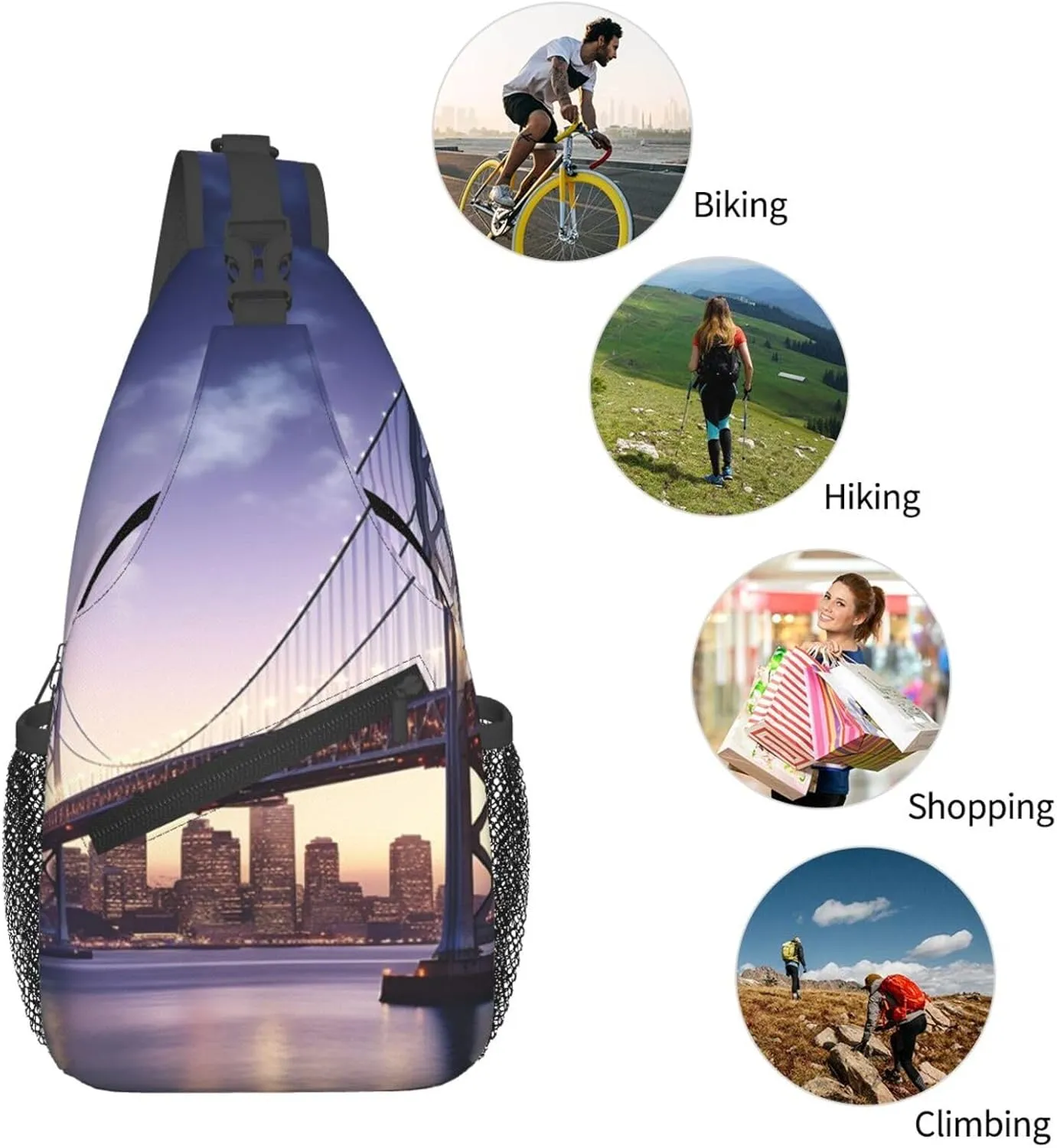 Cross Chest Bag Sling Backpack Bay Bridge Sling Bag Crossbody Shoulder Bag Travel Hiking Daypack