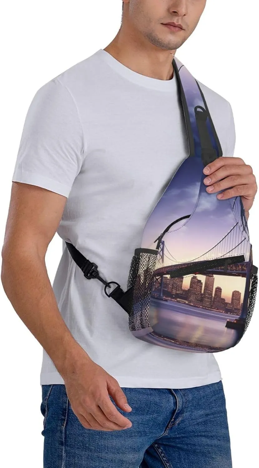 Cross Chest Bag Sling Backpack Bay Bridge Sling Bag Crossbody Shoulder Bag Travel Hiking Daypack