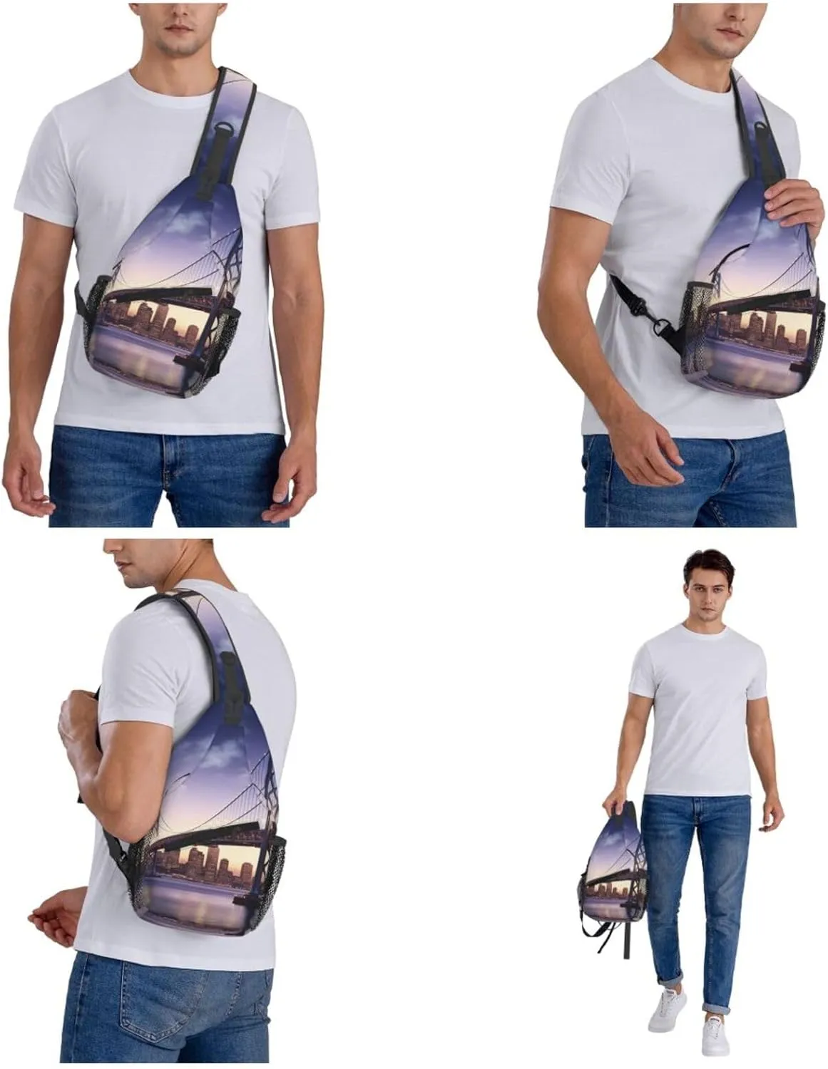 Cross Chest Bag Sling Backpack Bay Bridge Sling Bag Crossbody Shoulder Bag Travel Hiking Daypack