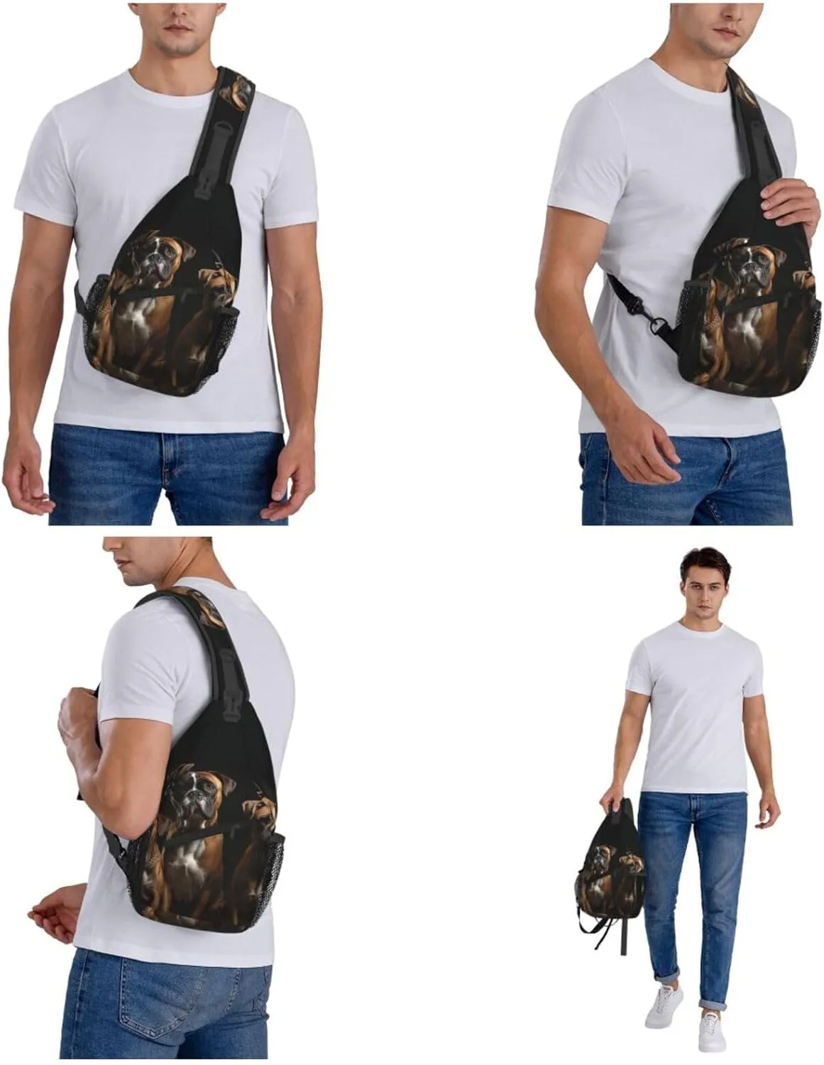 Cross Chest Bag Sling Backpack Turquoise Colored Flowers Sling Bag Crossbody Shoulder Bag Travel Hiking Daypack