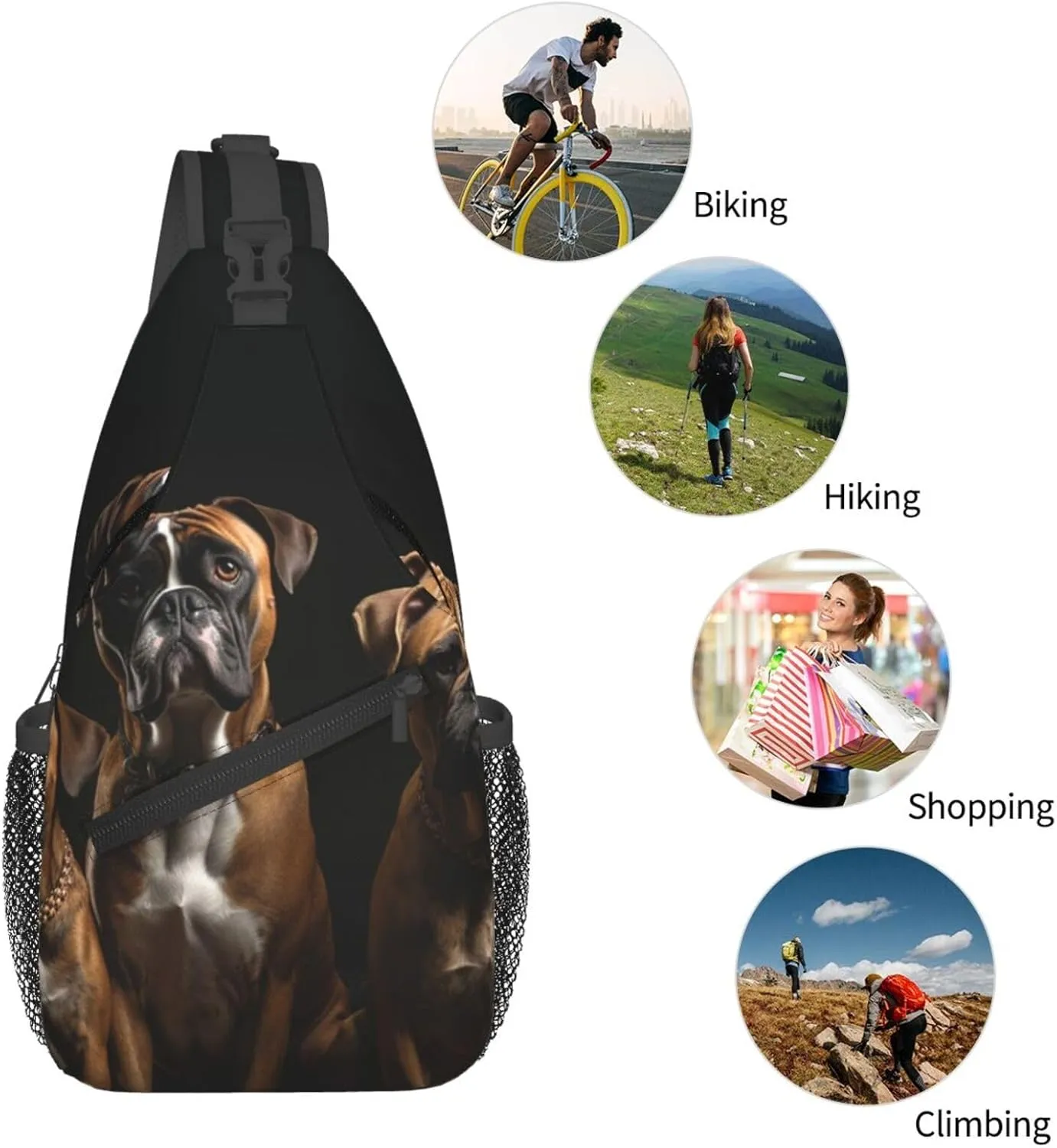 Cross Chest Bag Sling Backpack Turquoise Colored Flowers Sling Bag Crossbody Shoulder Bag Travel Hiking Daypack