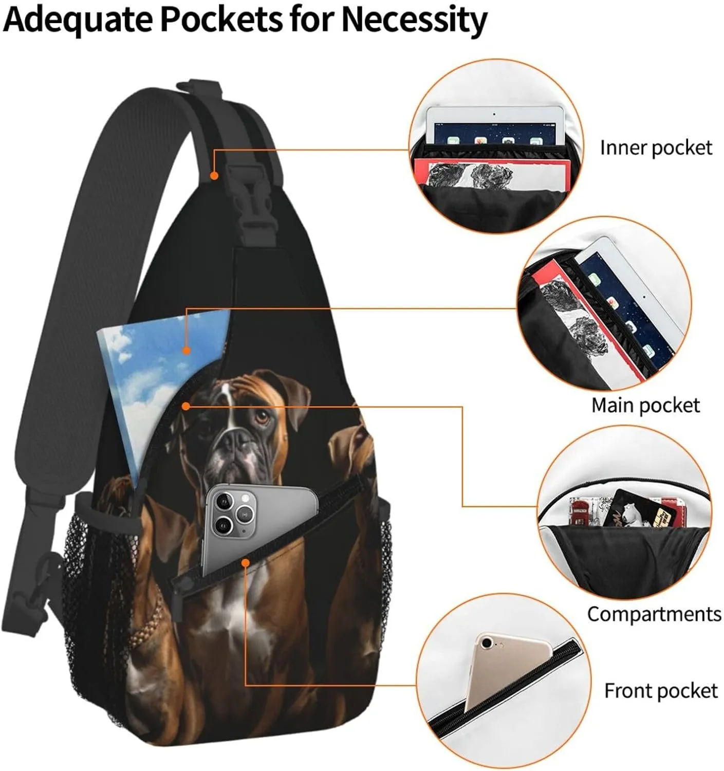 Cross Chest Bag Sling Backpack Turquoise Colored Flowers Sling Bag Crossbody Shoulder Bag Travel Hiking Daypack
