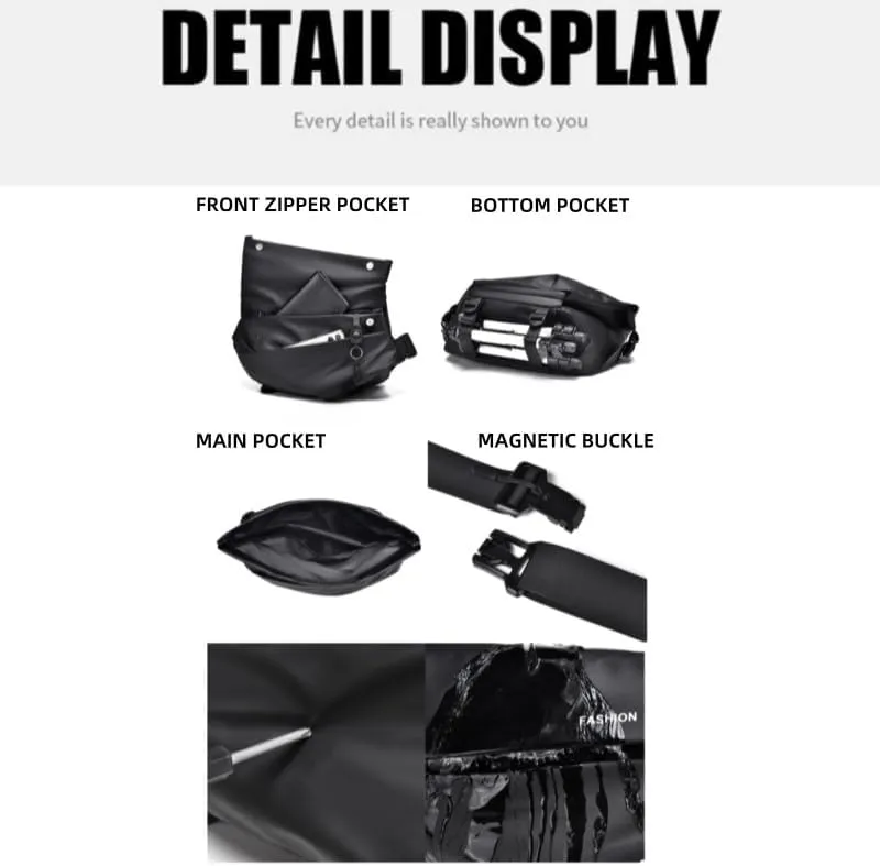 Crossbody Bag for Men, Leather Backpack Sling Bags Hiking Daypack Shoulder Strap Casual Backpacks for Travel 2025 (Black Bule)