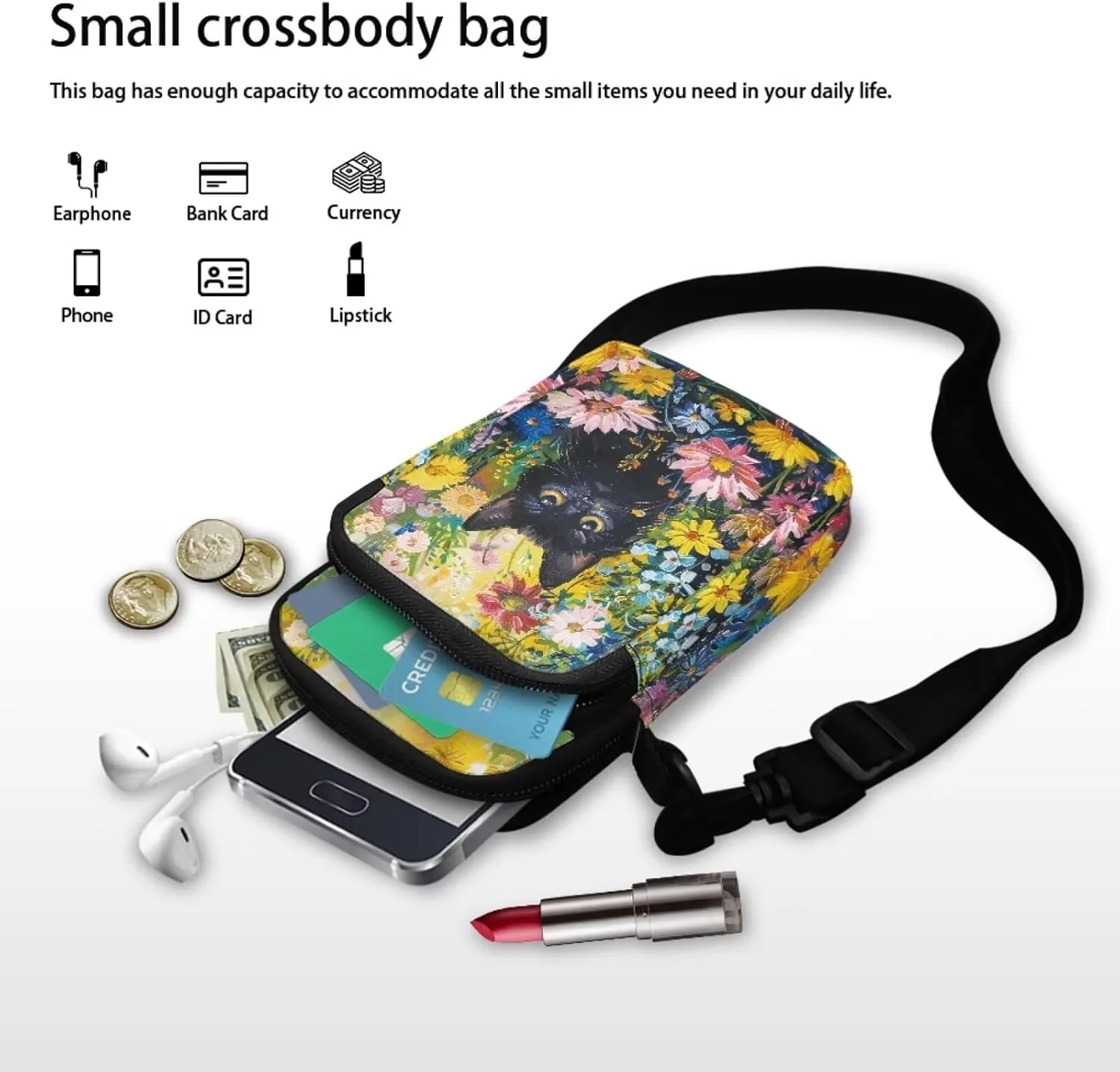 Crossbody Bag Sling Phone Wallet Purse Handbags for Women Men Travel