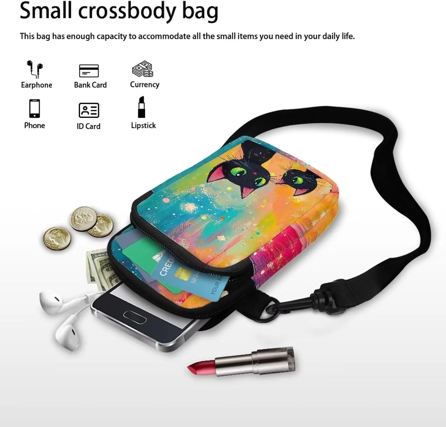 Crossbody Bag Sling Phone Wallet Purse Handbags for Women Men Travel