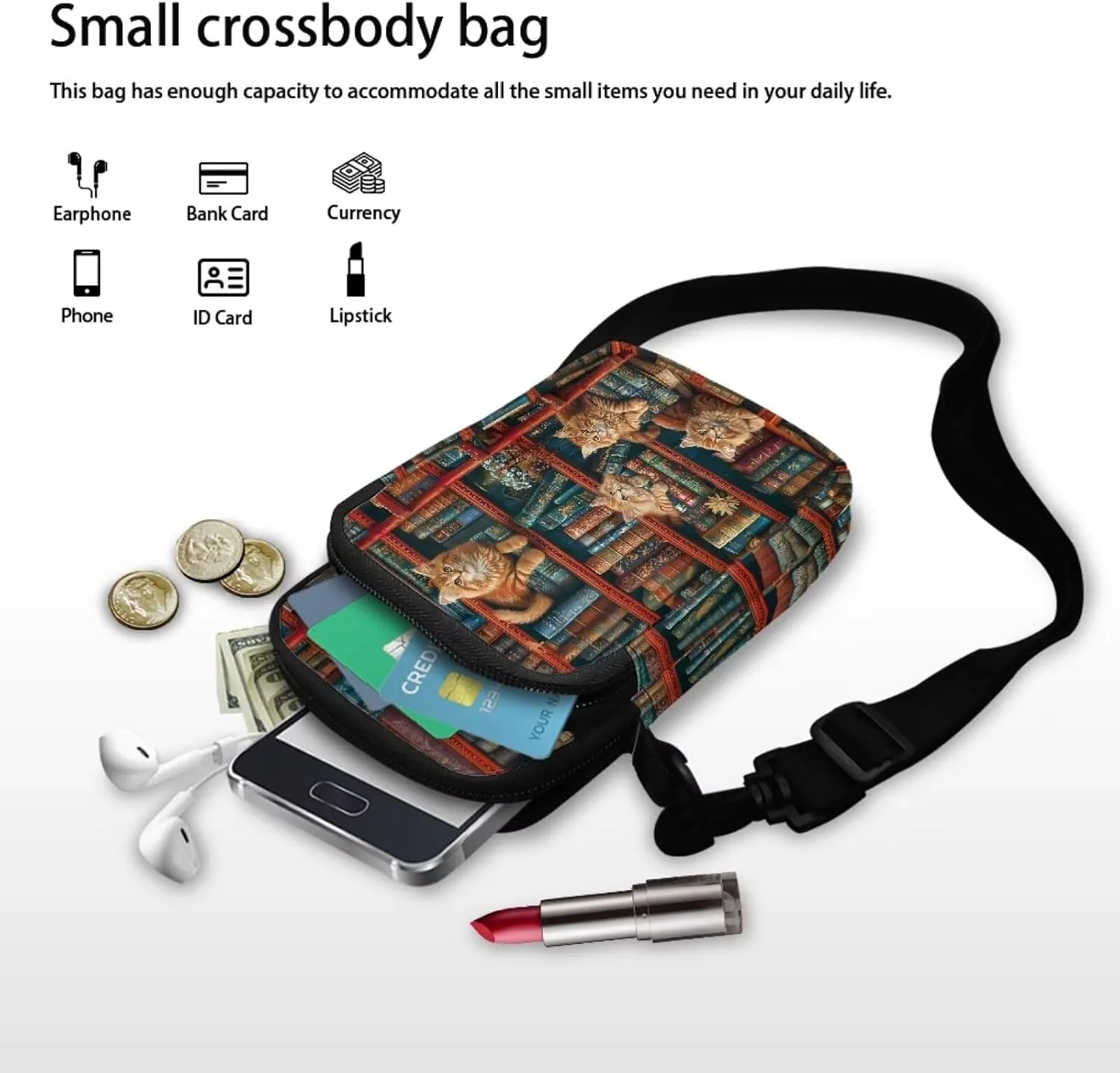 Crossbody Bag Sling Phone Wallet Purse Handbags for Women Men Travel