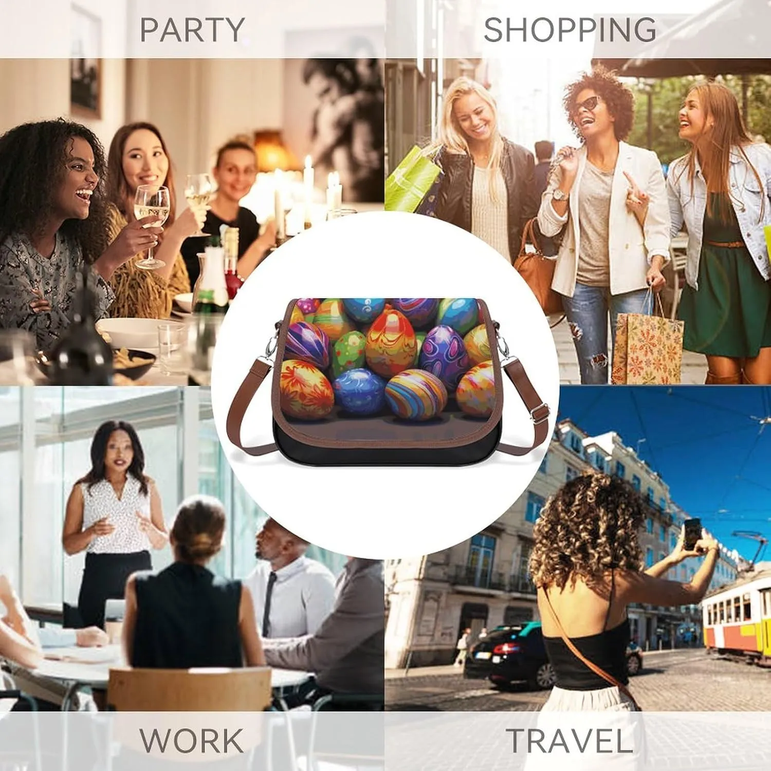 Cupcake Pattern Crossbody Bags for Women Travel Shoulder Bag Small Leather Cross Body Handbags