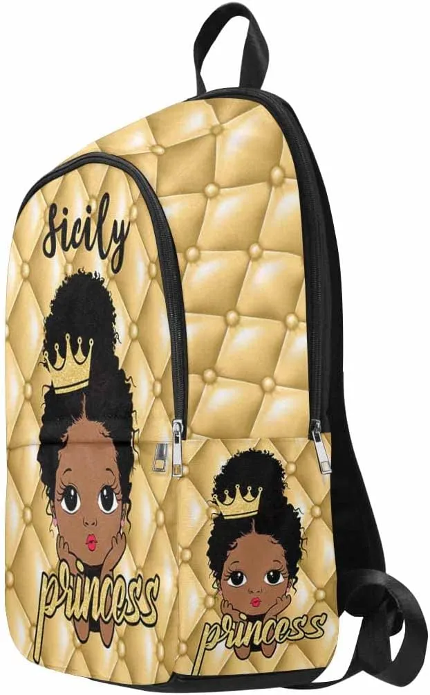 Custom Backpack with Name Peekaboo Queen Princess Backpack Personalized Diaper Bag Casual Daypack Bag Customized Laptop Backpack Shoulder Bag for Women, One Size