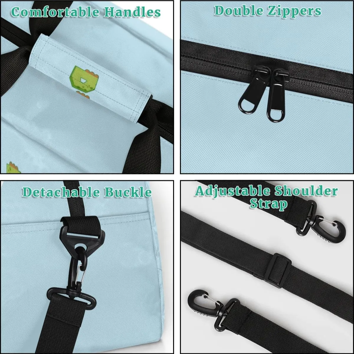 Custom Duffel Bag for Kids Small Sports Gym Bag for Boys Overnight Bag Kids Travel Luggage Bag Music Dinosaur Blue Sports Bag