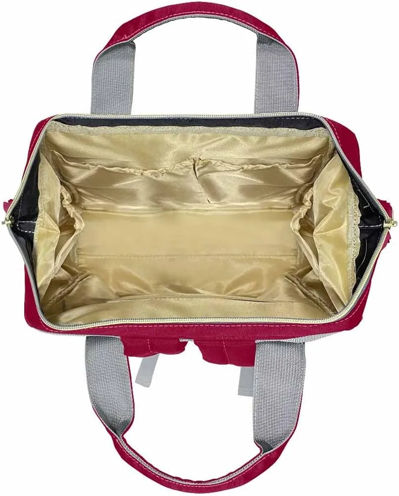 Custom Name Diaper Backpack - Personalized Purple Red Gradient Signature Laptop Backpack With Monogram - Nursing Shoulders Bag, Casual Daypack Travel for Women