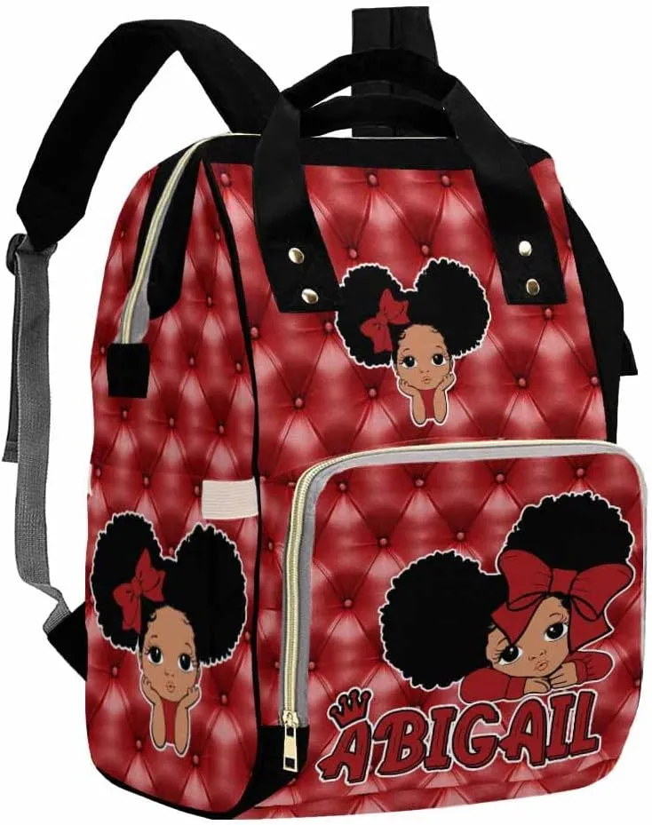 Custom Name Diaper Bag Customized Red Princess Nappy Bags Personalized Nursing Bags with Name Backpack Shoulders Bag Casual Daypack Travel Bag for Women