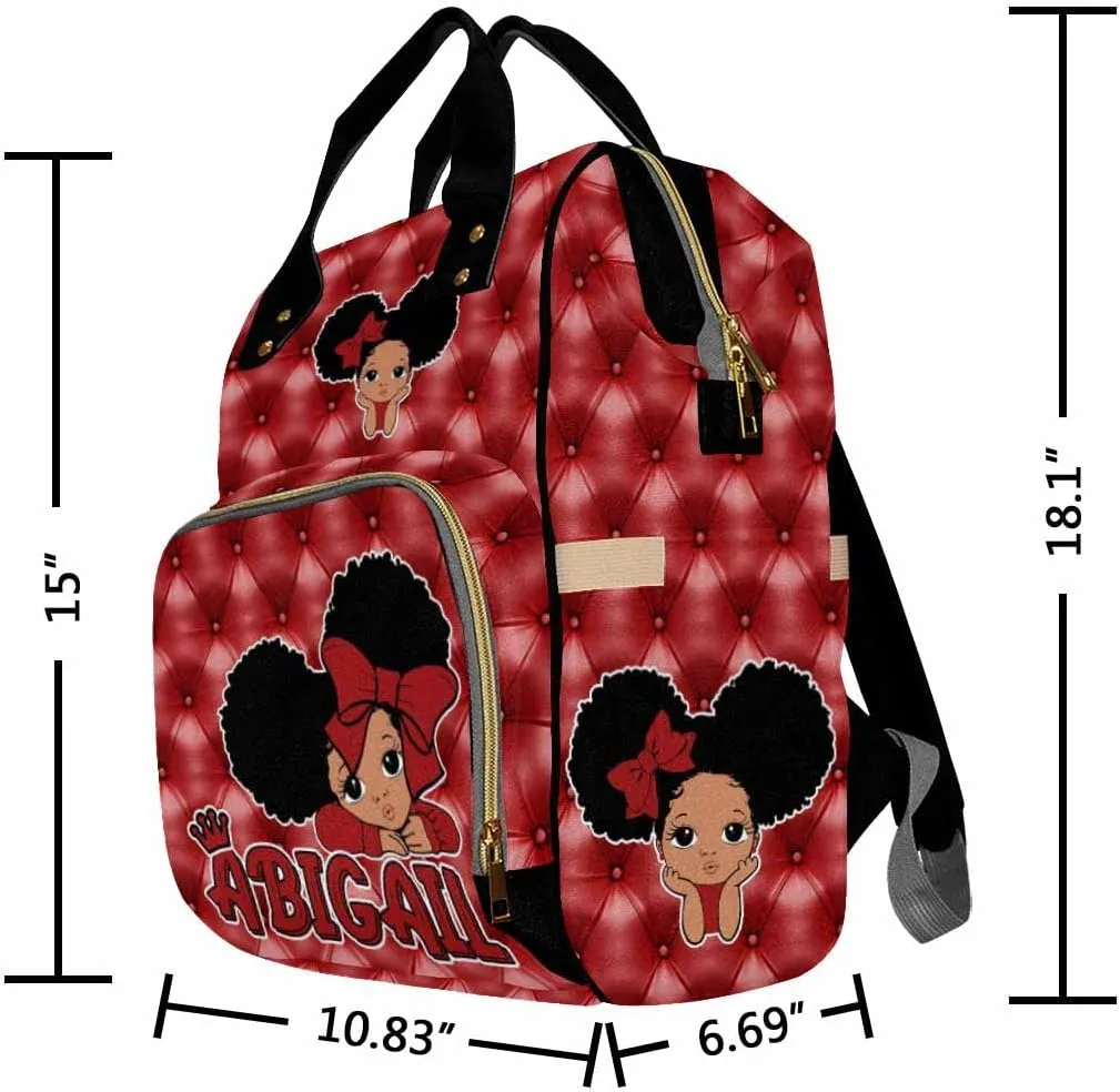 Custom Name Diaper Bag Customized Red Princess Nappy Bags Personalized Nursing Bags with Name Backpack Shoulders Bag Casual Daypack Travel Bag for Women