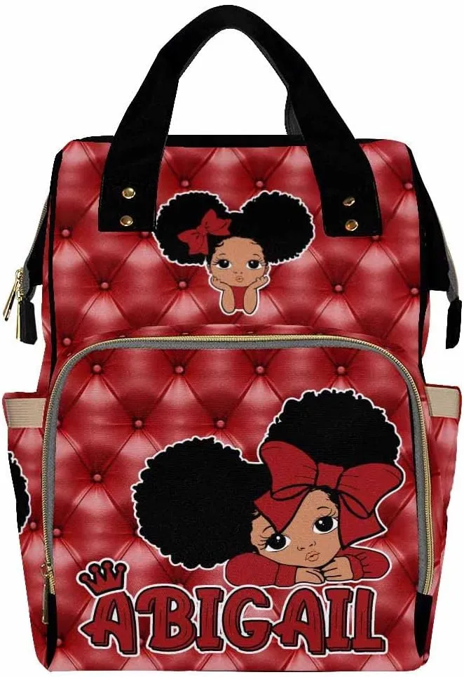 Custom Name Diaper Bag Customized Red Princess Nappy Bags Personalized Nursing Bags with Name Backpack Shoulders Bag Casual Daypack Travel Bag for Women