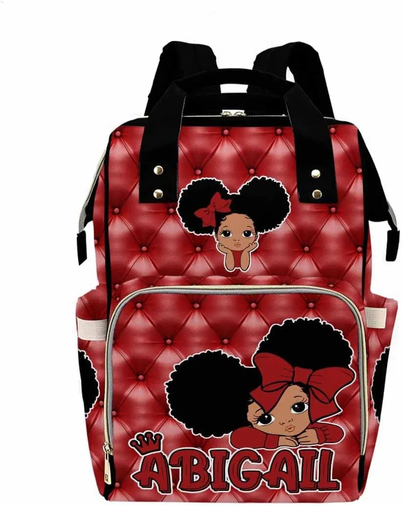 Custom Name Diaper Bag Customized Red Princess Nappy Bags Personalized Nursing Bags with Name Backpack Shoulders Bag Casual Daypack Travel Bag for Women
