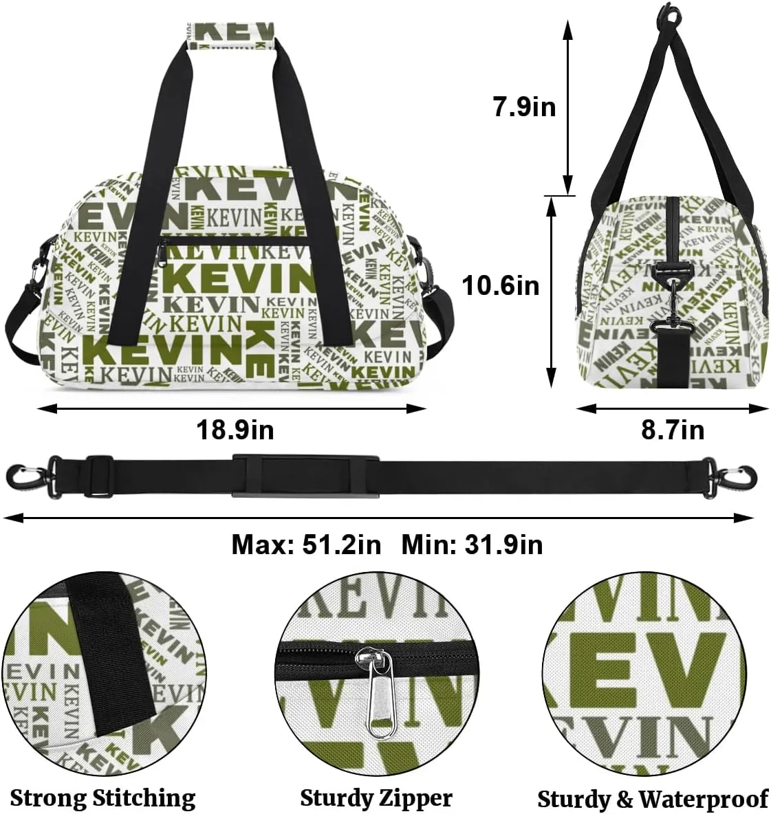 Custom Name Kids Gym Bag - Sport Duffel Bag for Boys - Personalized Dance Duffel Bags for Girls - Customize Travel Overnight Weekender Bag Carry on Tote for Airplane Swim, Camouflage