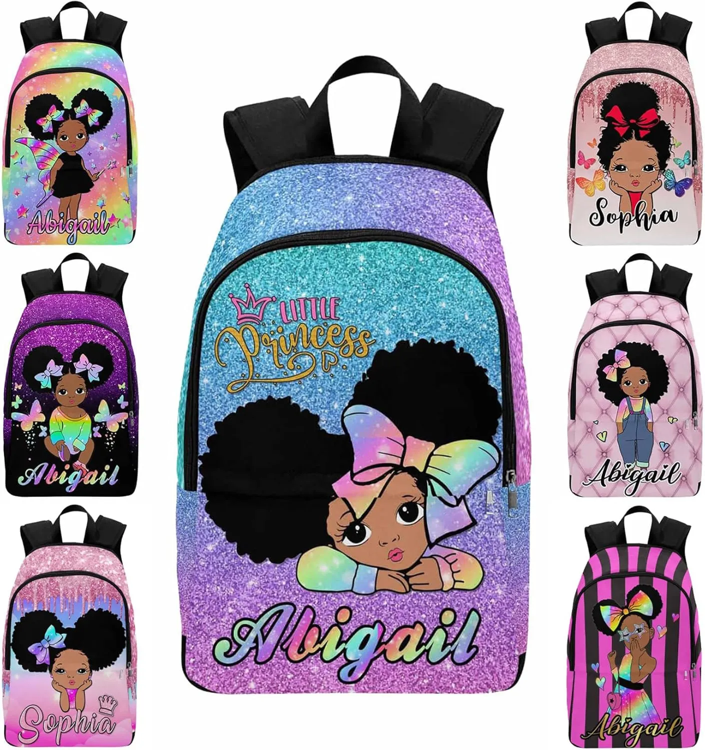 Custom Name School Bag, Personalized Princess Backpack with Name Customized Knapsack Backpack Casual Bag for Girls Daughter Granddaughter