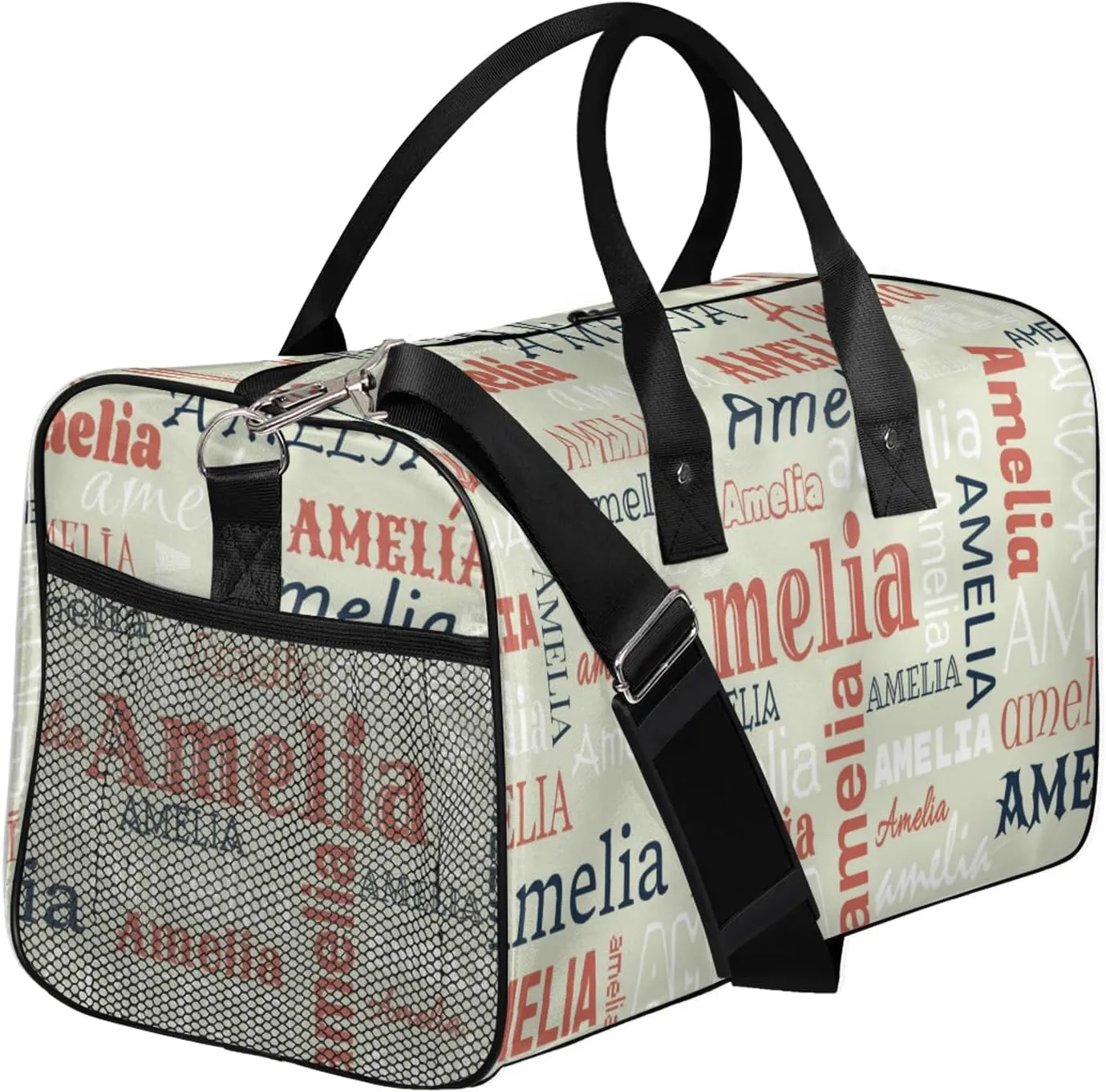 Custom Sports Duffel Bag with Name Personalized Gymnastics Bag for Women Men Dance Ballet Bag Travel Duffels Lightweight 17.4in, Beige